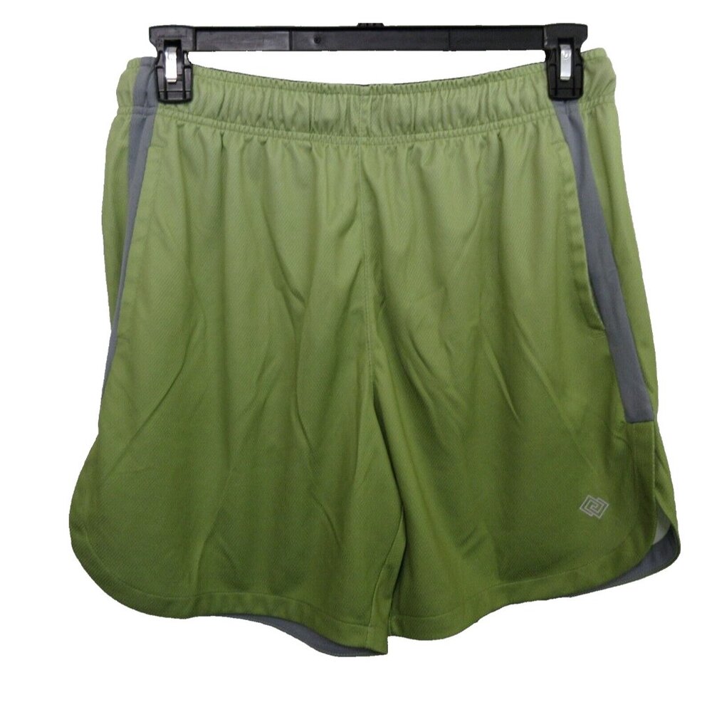 Zelos Athletic Shorts Sz Large Green Elastic Waist Pockets Active 7" Inseam
